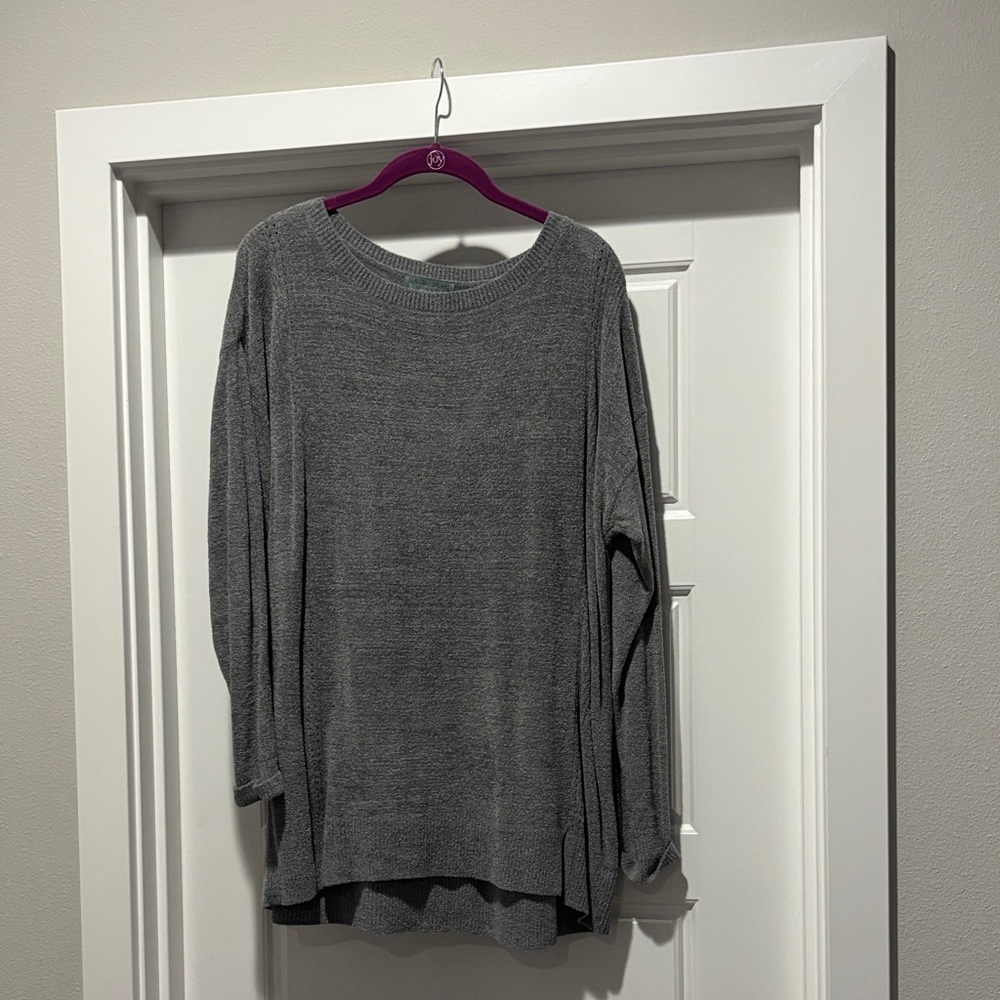 Barefoot Dreams Charcoal/sage Knit Tunic Large Womens NWOT